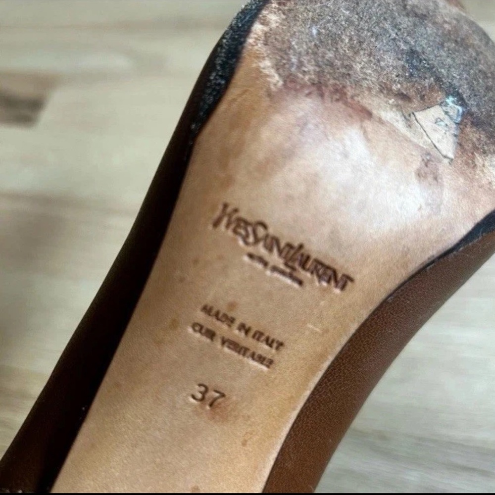 YSL Yves Saint Laurent (YSL) Rive Gauche brown leather tie-front pumps 37 EUC - Picture 10 of 16
